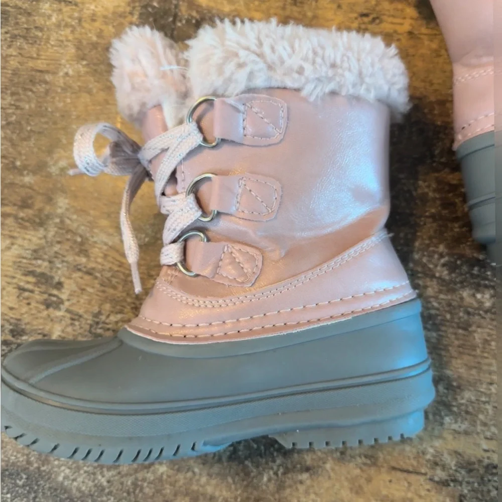 Nautica toddler pink and gray winter duck boots - Picture 4 of 5